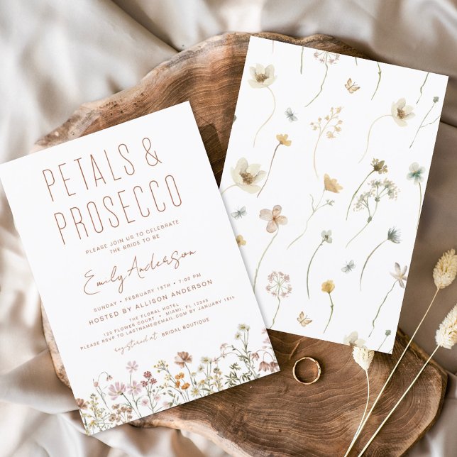 Wildblume Petals & Prosecco Brautparty Einladung (Von Creator hochgeladen)