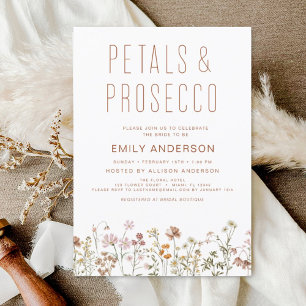 Wildblume Petals & Prosecco Brautparty Einladung