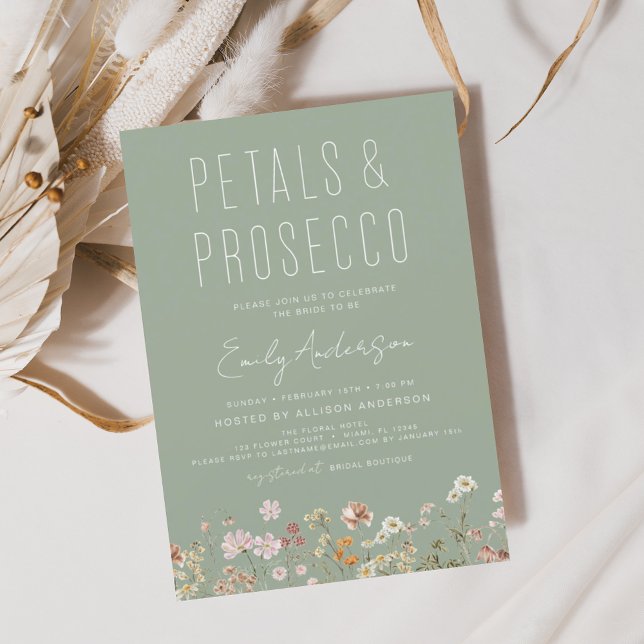 Wildblume Petals & Prosecco Brautparty Einladung (Von Creator hochgeladen)