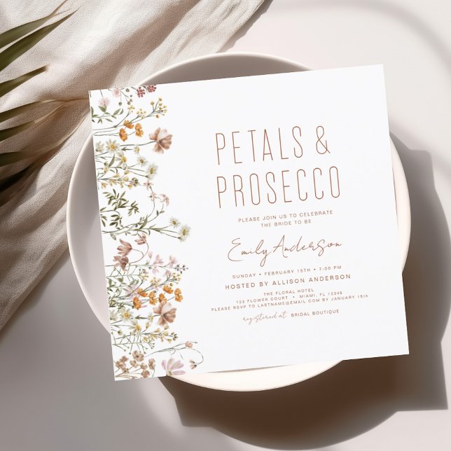 Wildblume Petals & Prosecco Brautparty Garden Einladung (Von Creator hochgeladen)