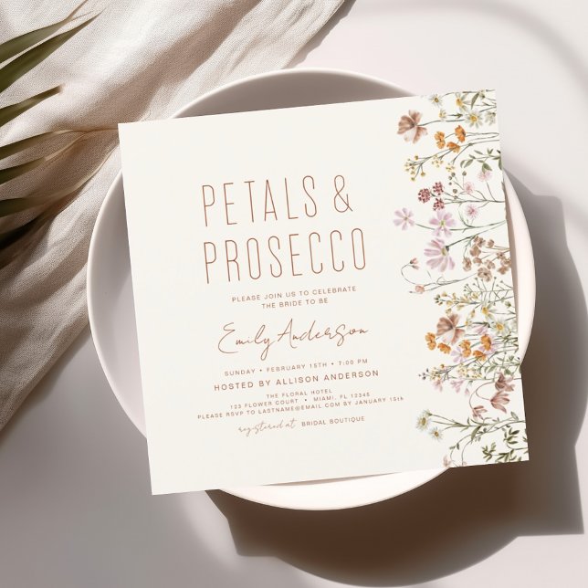 Wildblume Petals & Prosecco Brautparty Garden Einladung (Von Creator hochgeladen)