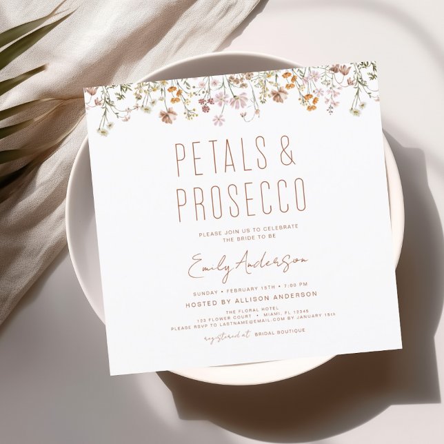 Wildblume Petals & Prosecco Brautparty Garden Einladung (Von Creator hochgeladen)