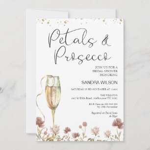 Wildblume Petals und Prosecco-Brautparty Einladung