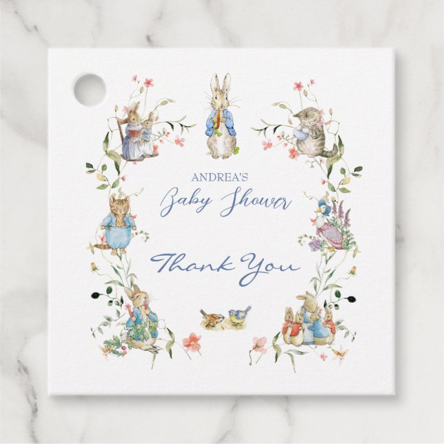 Wildblume Peter die Rabbit Babydusche Geschenkanhänger (Vorderseite)