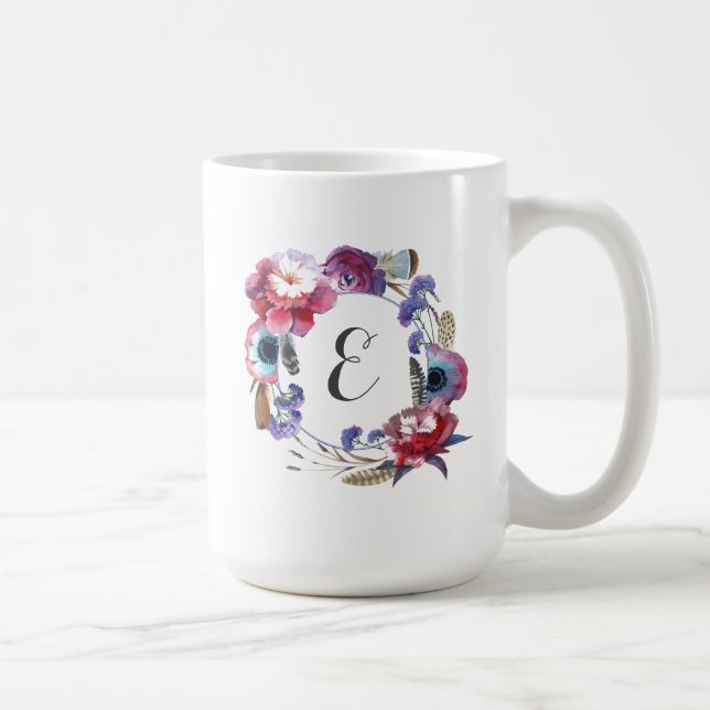 Wildblume-Pfingstrose mit Blumen mit Monogramm der Tasse (Rechts)