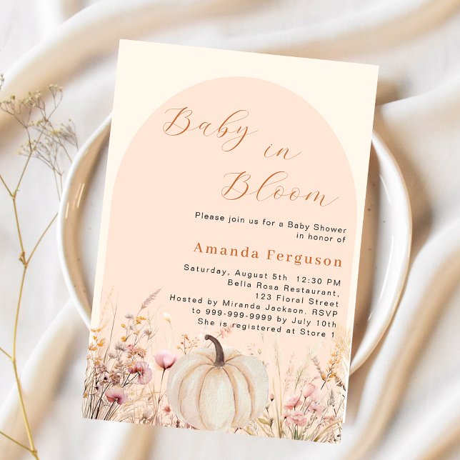 Wildblume Pfirsichkürbis Blüte Kinderdusche Einladung (Von Creator hochgeladen)