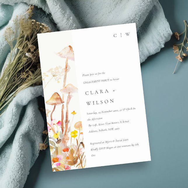 Wildblume Pilz Herbst botanische Verlobung Einladung (Von Creator hochgeladen)