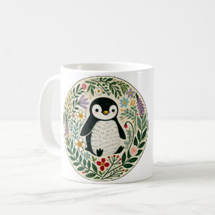 Wildblume Pinguin Liebhaber Illustration Kaffeetasse