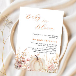 Wildblume pink beige Blüte Kürbis Babydusche Einladung
