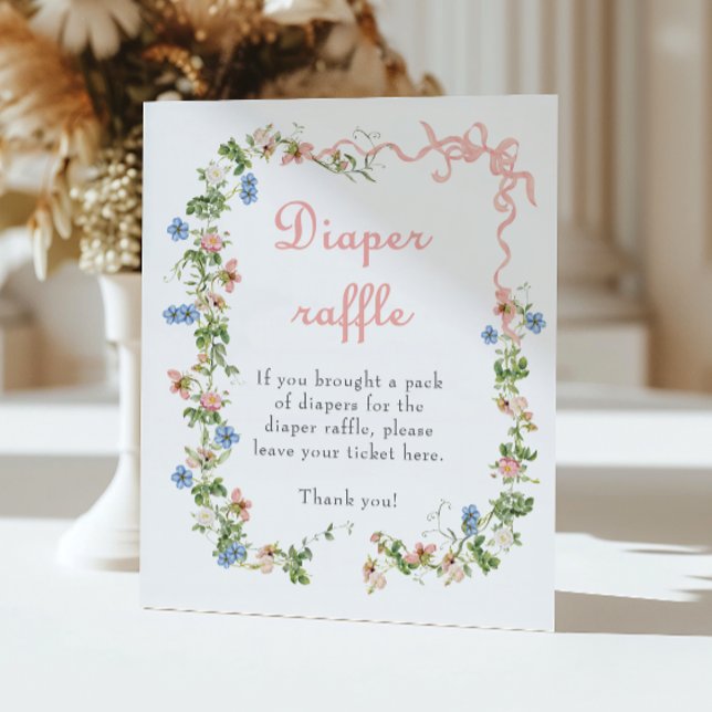 Wildblume Pink Bow Kinderdusche Windelwanne Windel Poster (Von Creator hochgeladen)