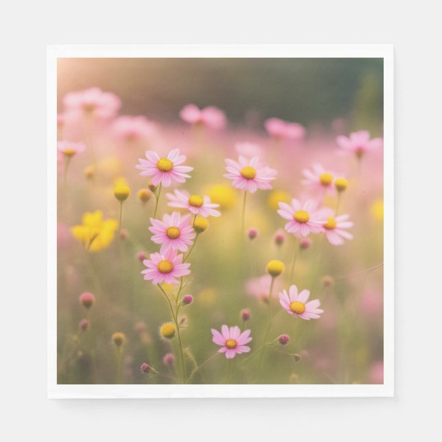 Wildblume Pink Daisy Meadow Serviette (Vorderseite)