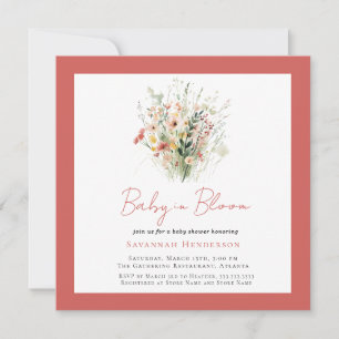 Wildblume Pink Garden Baby in Bloom Baby Dusche Einladung
