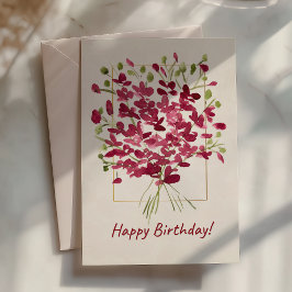 Wildblume Pink Posie | Wasserfarben Geburtstag Karte