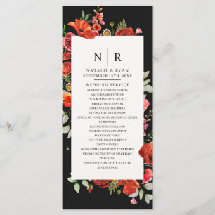 Wildblume Poppies Dark Monogram Wedding Programm