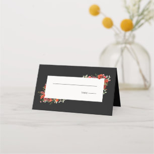 Wildblume Poppy Dark Wedding Platzkarte