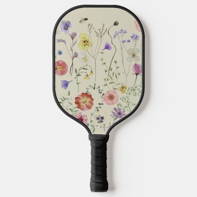 Wildblume Pressierte Blume Wasserfarben Pickleball Schläger (Vorderseite)