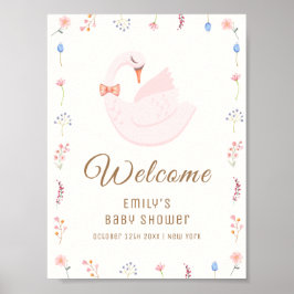 Wildblume Princess Swan Girl Babydusche Willkommen Poster