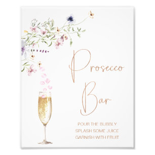 Wildblume Prosecco Bar Brautparty Unterschrift Fotodruck
