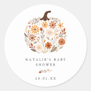 Wildblume Pumpkin Baby Dusche Runder Aufkleber