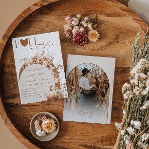 Wildblume & Pumpkin Boho Chic Hochzeit im Herbst Einladung