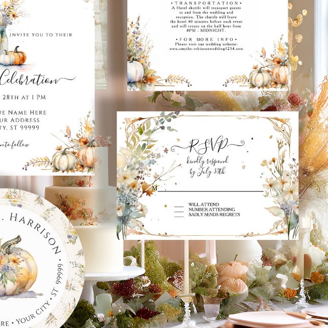 Wildblume Pumpkin Herbst Herbst Leaves Hochzeit RS RSVP Karte (Von Creator hochgeladen)