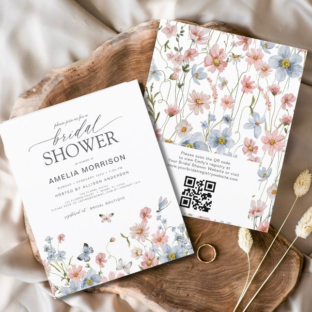 Wildblume QR Code Bridal Dusche Einladung Flyer (Von Creator hochgeladen)