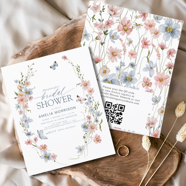 Wildblume QR Code Bridal Dusche Einladung Flyer (Von Creator hochgeladen)