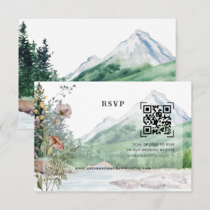 Wildblume QR Code Wedding RSVP Karte