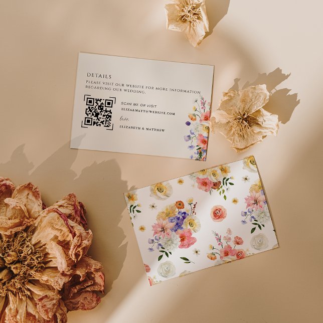 Wildblume QR-Codeprüfung | Angaben zur Hochzeit Begleitkarte (Von Creator hochgeladen)