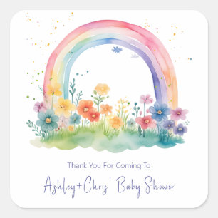 Wildblume Rainbow Baby Girl Dusche Quadratischer Aufkleber