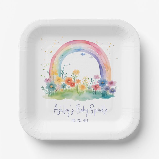 Wildblume Rainbow Baby Mädchen Sprinkle Pappteller (Vorderseite)