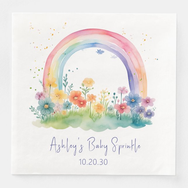 Wildblume Rainbow Baby Mädchen Sprinkle Serviette (Vorderseite)