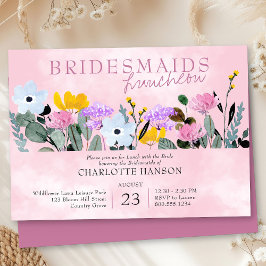 Wildblume Rasen Hübsch Pink Bridesmaids Luncheon Einladung