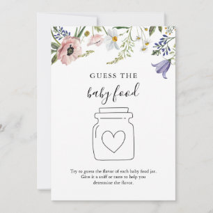 Wildblume Raten Sie die Baby Food Game Card Einladung
