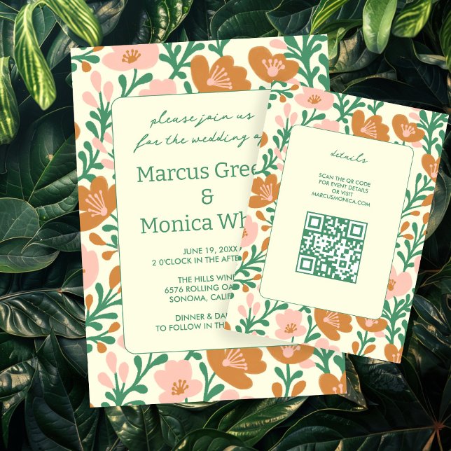 Wildblume Reben Rosa Gedeckter WEDD Begleitkarte (Wildflower Vines Pink Green Custom WEDDING Enclosure Card
)
