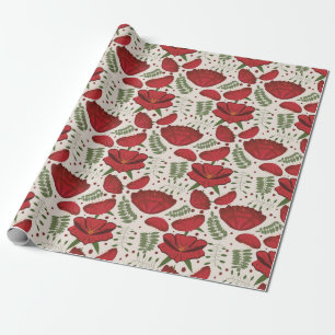Wildblume Red Poppy Baby Dusche Geschenkpapier