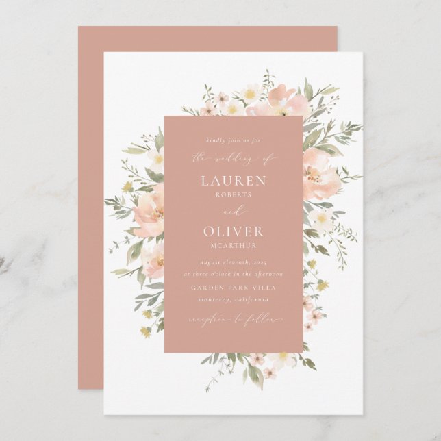 Wildblume Romance Einladung (Vorne/Hinten)