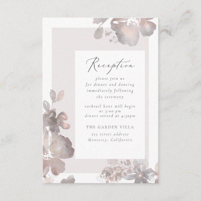 Wildblume Romance Empfang Einsteckkarte Begleitkarte (Vorderseite)