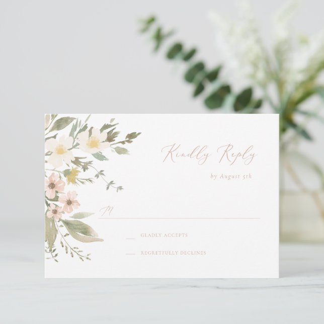 Wildblume Romance RSVP-Karte RSVP Karte (Stehend Vorderseite)