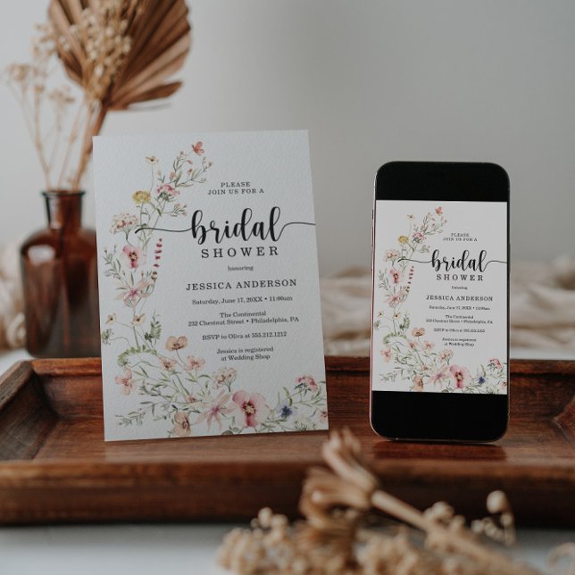 Wildblume Rosa Blumendusche Einladung (Von Creator hochgeladen)