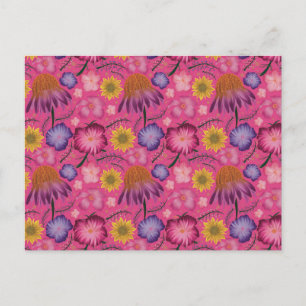 Wildblume Rosa Blumenmuster Postkarte