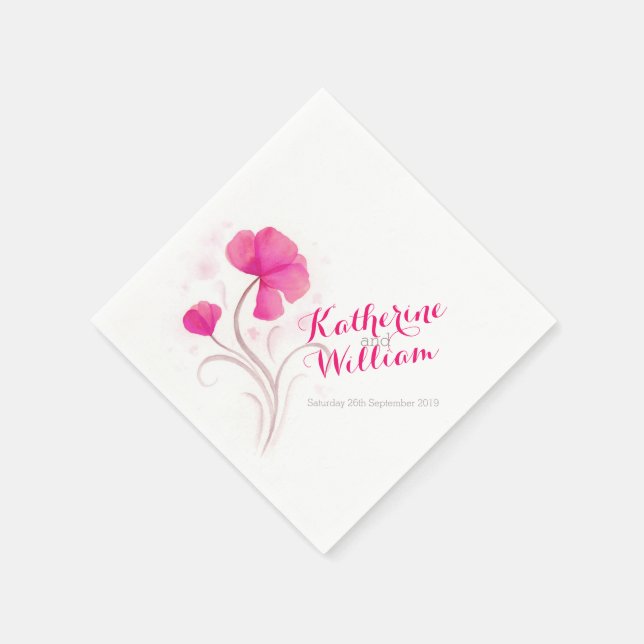 Wildblume Rosa Serviette (Ecke)
