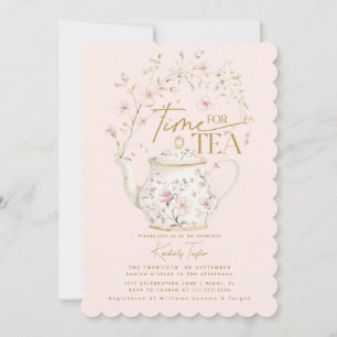 Wildblume Rosa Tea Time Junggesellinnen-Abschiedsp Einladung