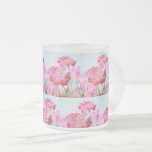Wildblume Rosa und Roter Mohngarten - Natur Mattglastasse