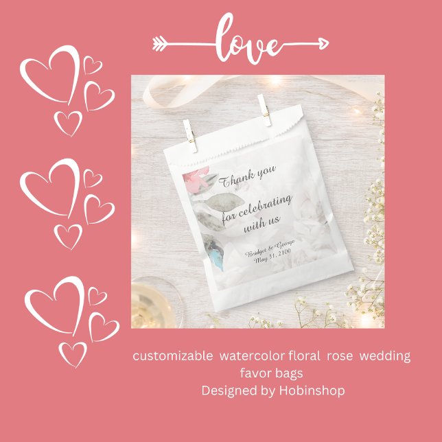 Wildblume Rose Hochzeitsfeier Geschenktütchen (customizable  watercolor floral  rose  wedding favor bags
 Designed by Hobinshop)