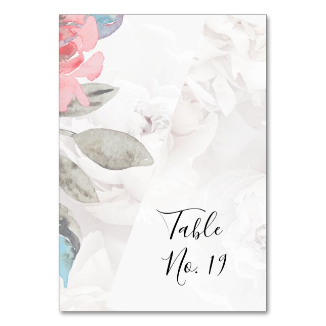 Wildblume Rose Hochzeitsfeier Tischnummer (Vorderseite)