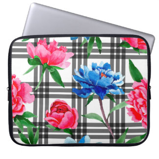 Wildblume Rot und Blau Blume Muster in Laptopschutzhülle