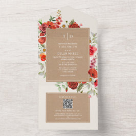 Wildblume Rote Flora Cardstock Hochzeit RSVP Alles All In One Einladung