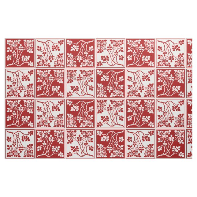 Wildblume-rotes Weiß deckte hübsches mit Stoff (Fat Quarter (45,7 x 55,9 cm))
