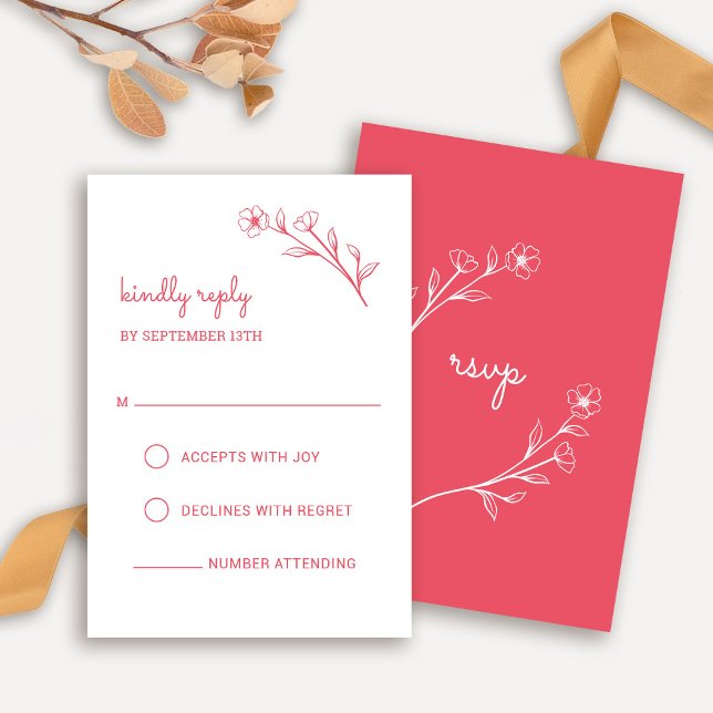 Wildblume-RSVP-Karte in Rose Rot RSVP Karte (Wildflower RSVP Card in Rose Red)